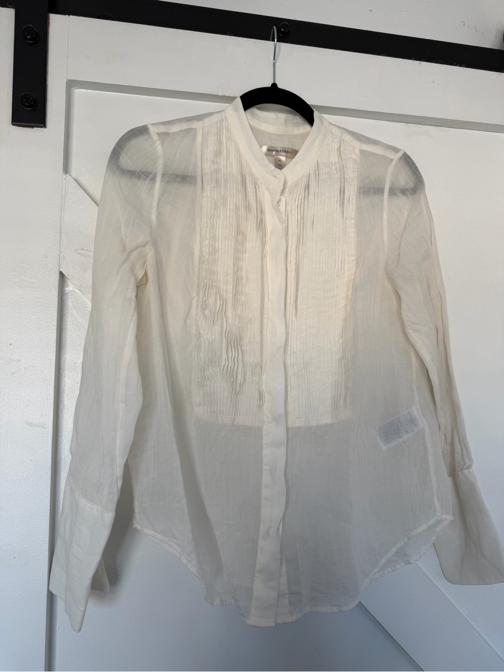 Banana Republic Cream Pintuck Button-Down Shirt
